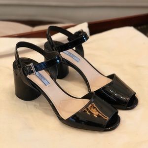 Prada Patent Leather Round Heel Sandal